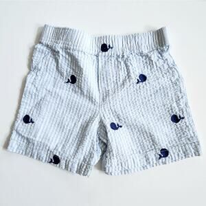 Nursery Rhyme Play Blue & White Striped Seersucker Whale Shorts Size 18 Months